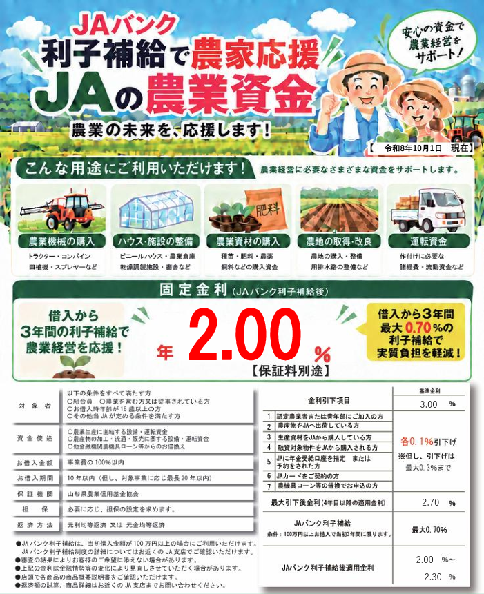 JAの農業融資 チラシ